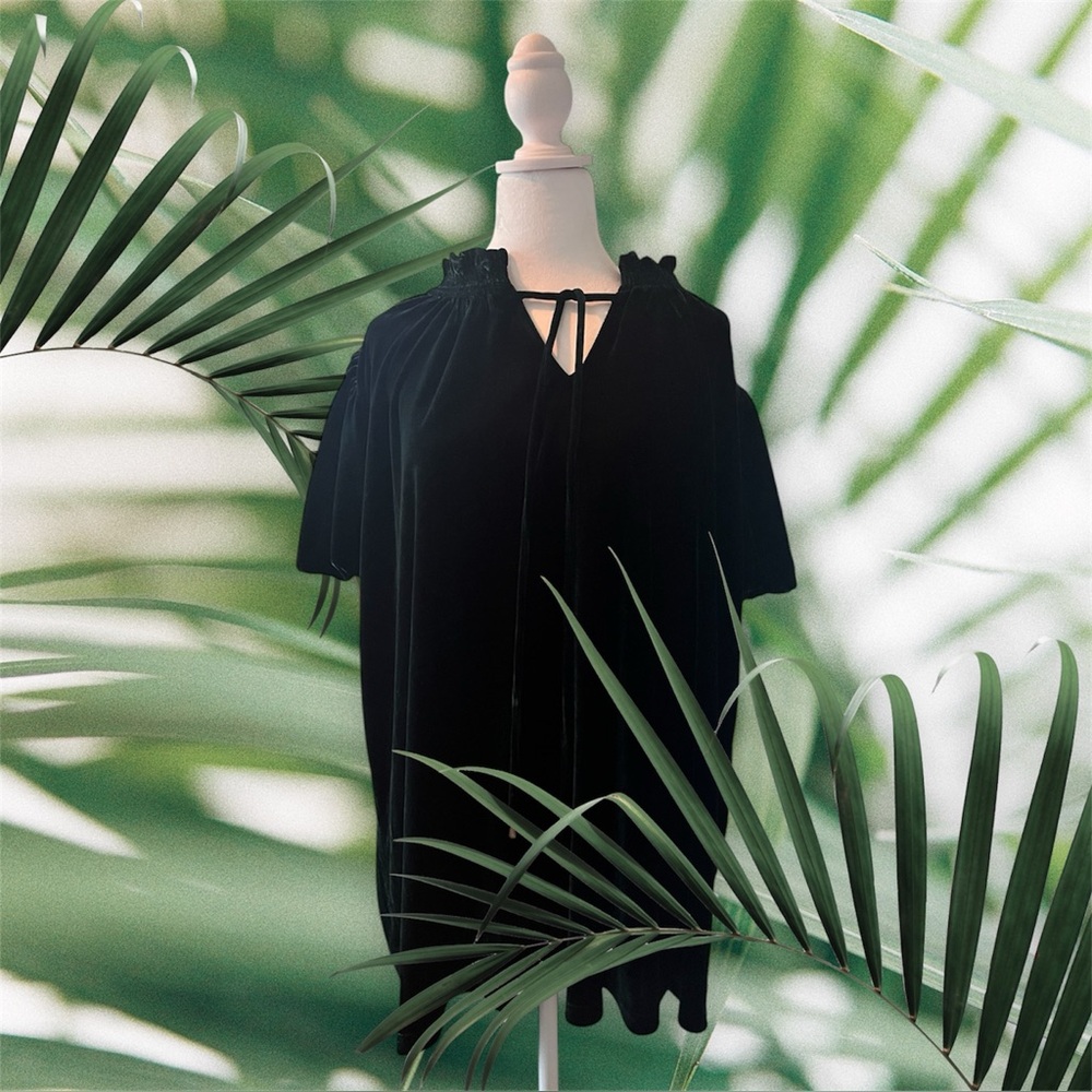 Entro 1X green velvet dressy tunic top.